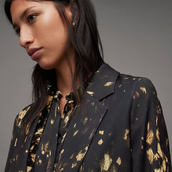 All Saints Aleida Ronnie Print Open Front Blazer - Picture 2 of 4